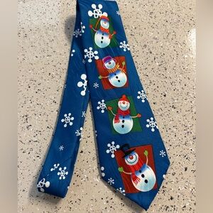 Festive Snowman Kids Tie - Blue